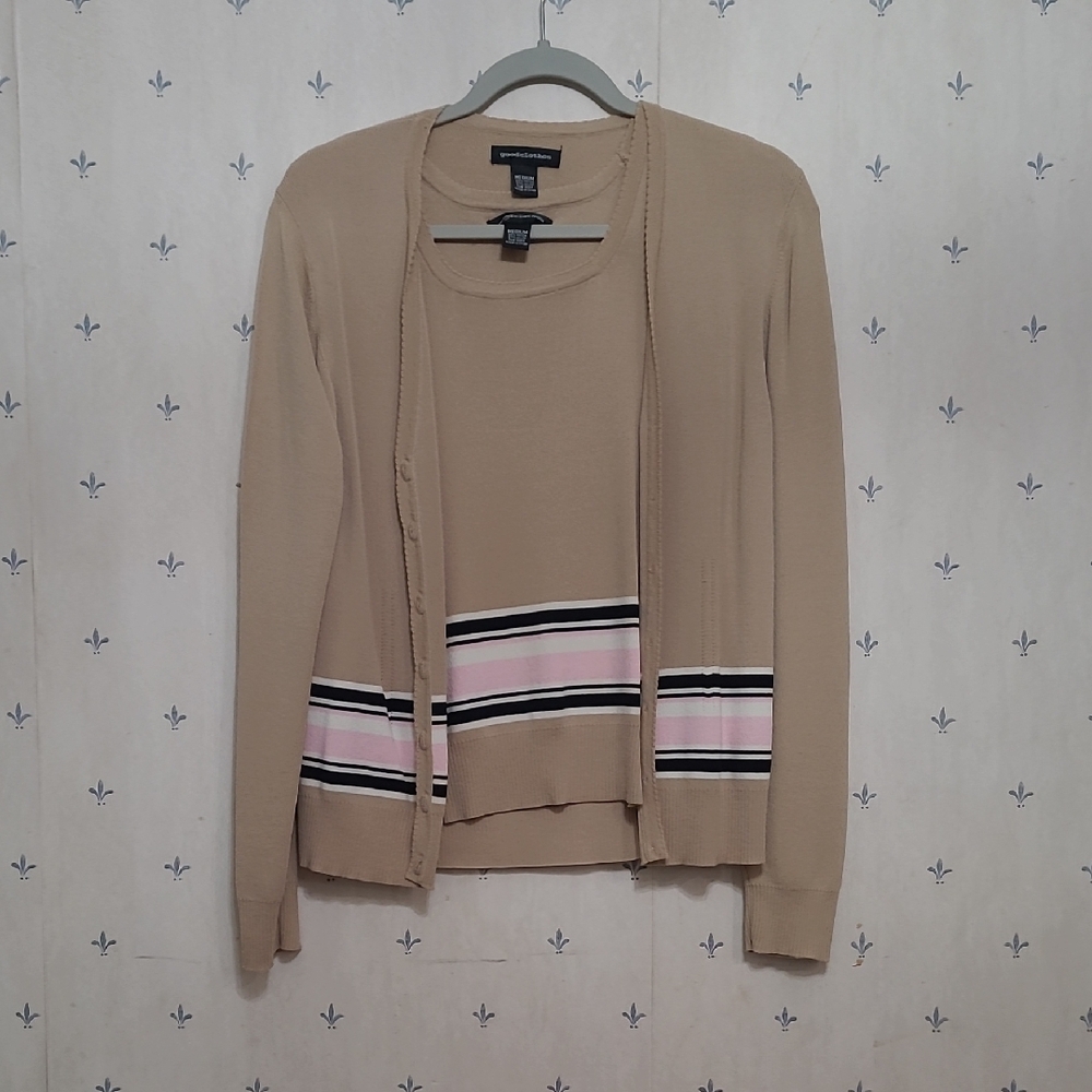 Women's Beige and Pink Sweater Set